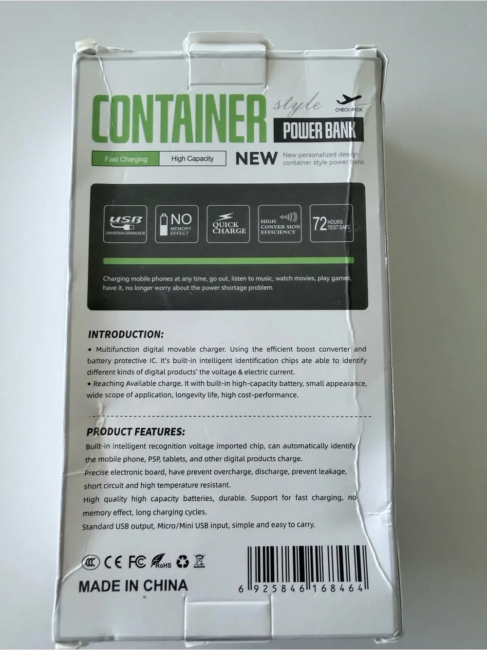Container Power Bank - Black Portable Charger